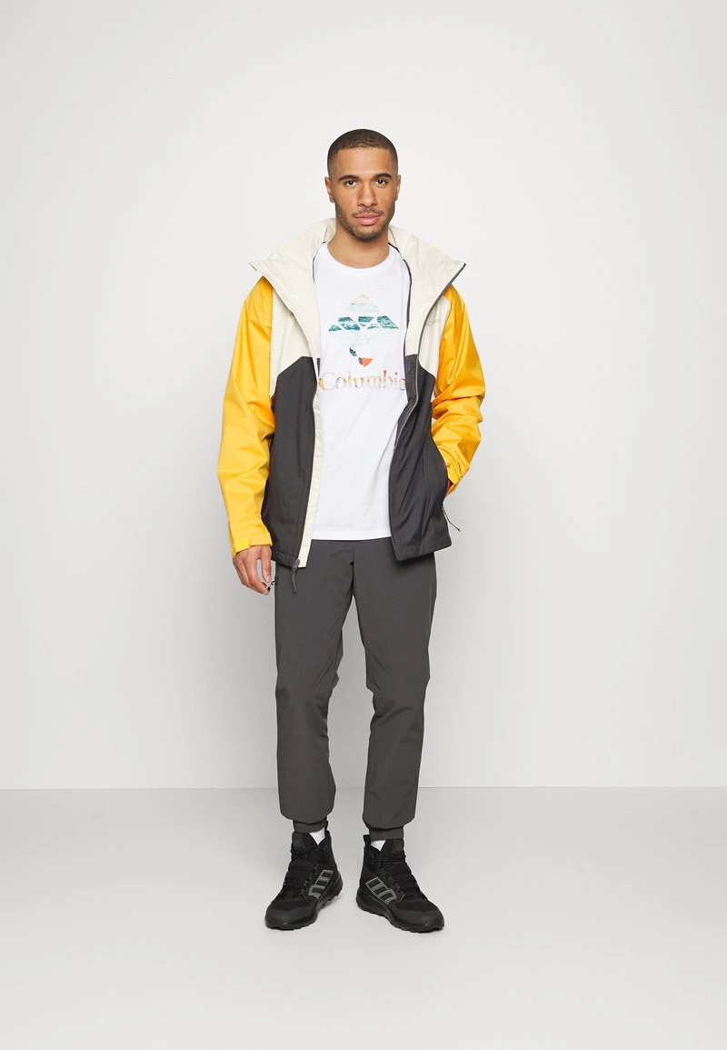 Columbia Hombre RAIN SCAPE JACKET - Impermeable - Chalk/mango/shark 2 Columbia Hombre RAIN SCAPE JACKET - Impermeable - Chalk/mango/shark - Imagen 2