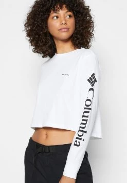 Columbia Mujer NORTH CASCADES LONG SLEEVE CROPPED TEE - Camiseta De Manga Larga - White/black -Columbia Tienda De Ventas 741711eefcd54a608adb5138f08d0c0e