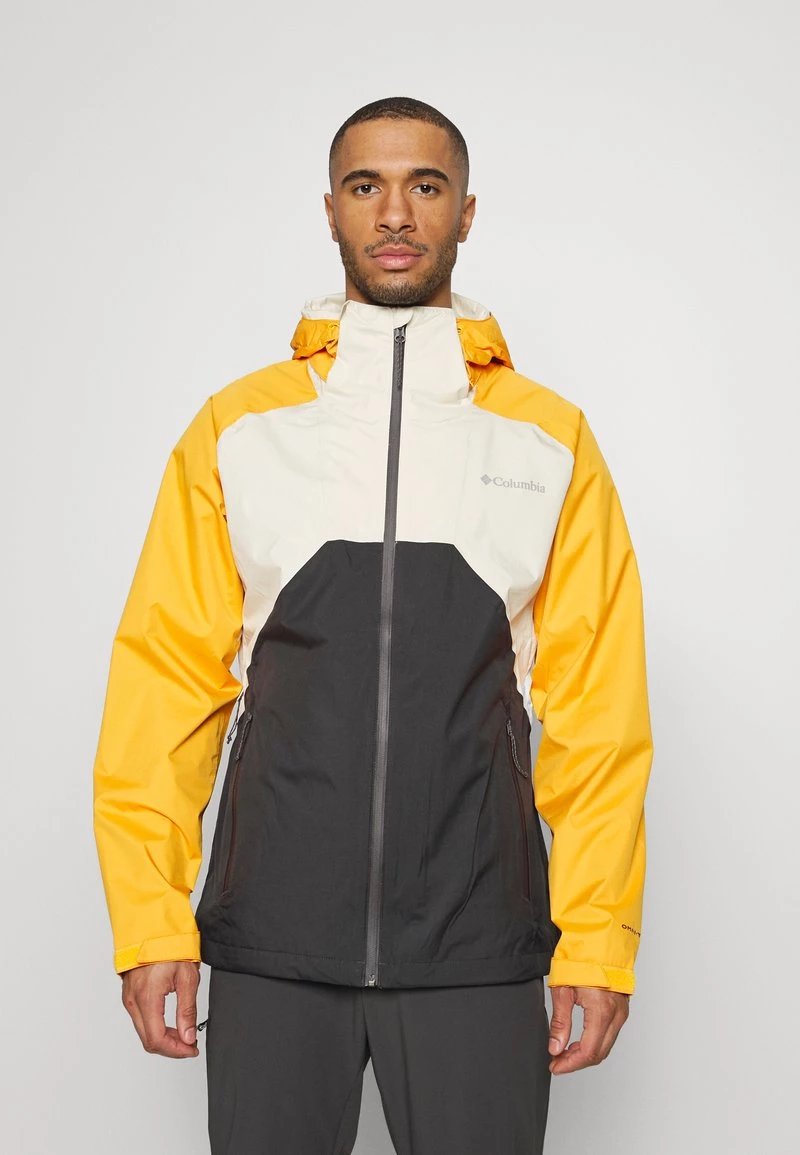 Columbia Hombre RAIN SCAPE JACKET - Impermeable - Chalk/mango/shark 1 Columbia Hombre RAIN SCAPE JACKET - Impermeable - Chalk/mango/shark