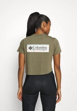 Columbia Mujer RIVER 1/2 CROP TEE - Camiseta Estampada - Stone Green -Columbia Tienda De Ventas e3a1cc6048af4f1e8106e0d418c989ef